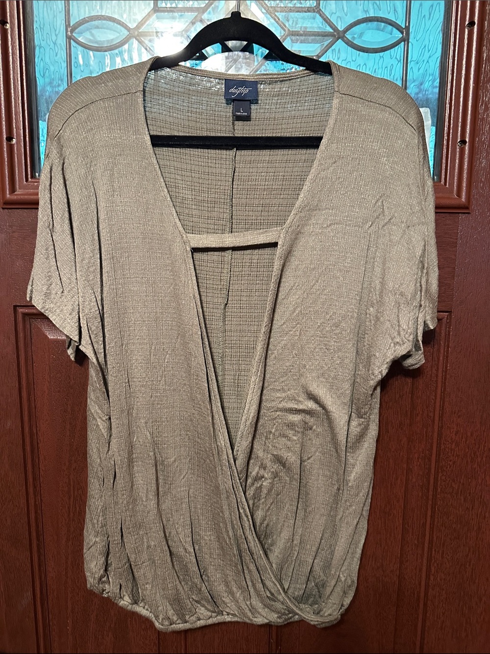 Daytrip Olive Surplice Short Sleeve Tunic